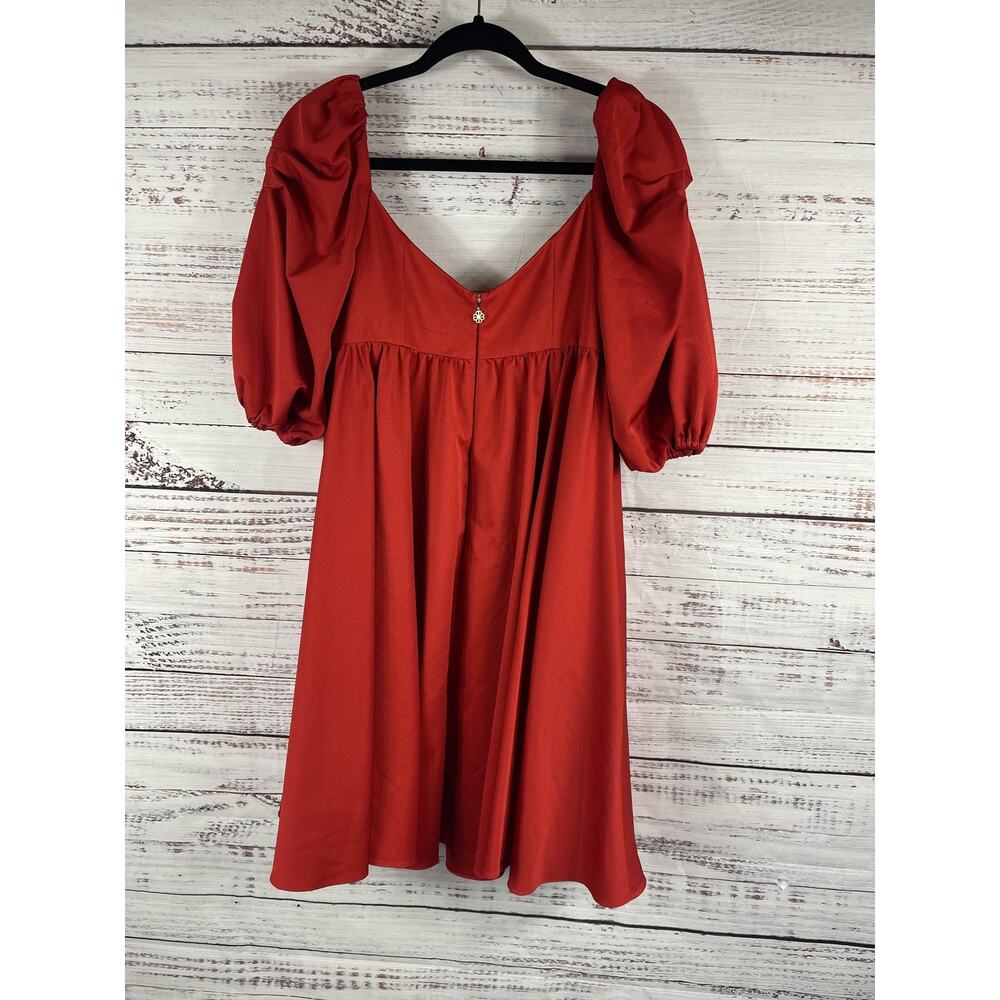 Kate Spade New York Dress Women's 8 Red Puff Sleeve Babydoll Mini Sweetheart Bow - Picture 11 of 12